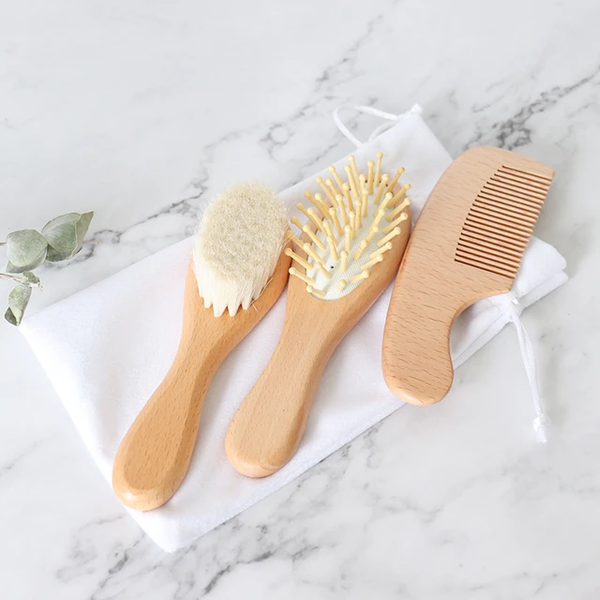 3 Piece wooden brush set