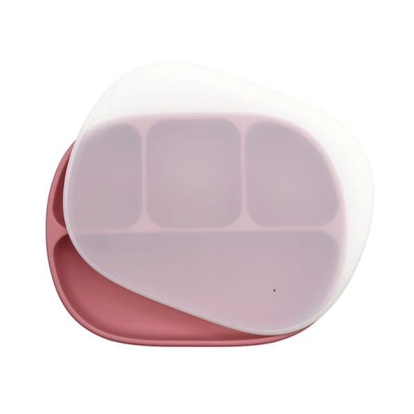 silicone suction divider plate with lid and fork