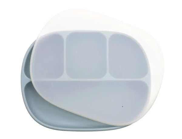 silicone suction divider plate with lid and fork