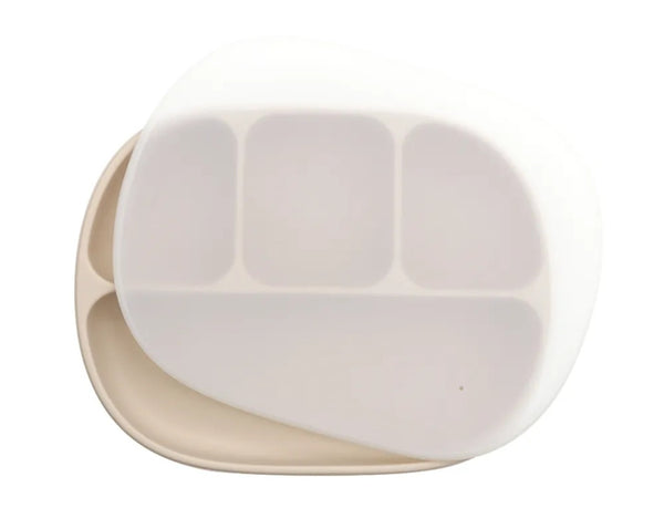 silicone suction divider plate with lid and fork