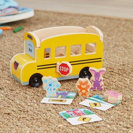 Melissa & Doug Blues Clues & You! - Wooden Pull-Back School Bus