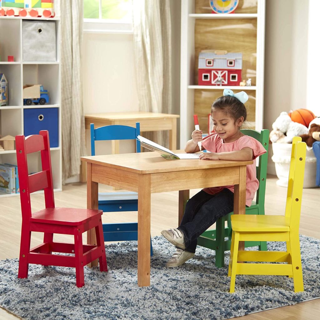 Wooden Play Table & 4 Chair Set – Primary